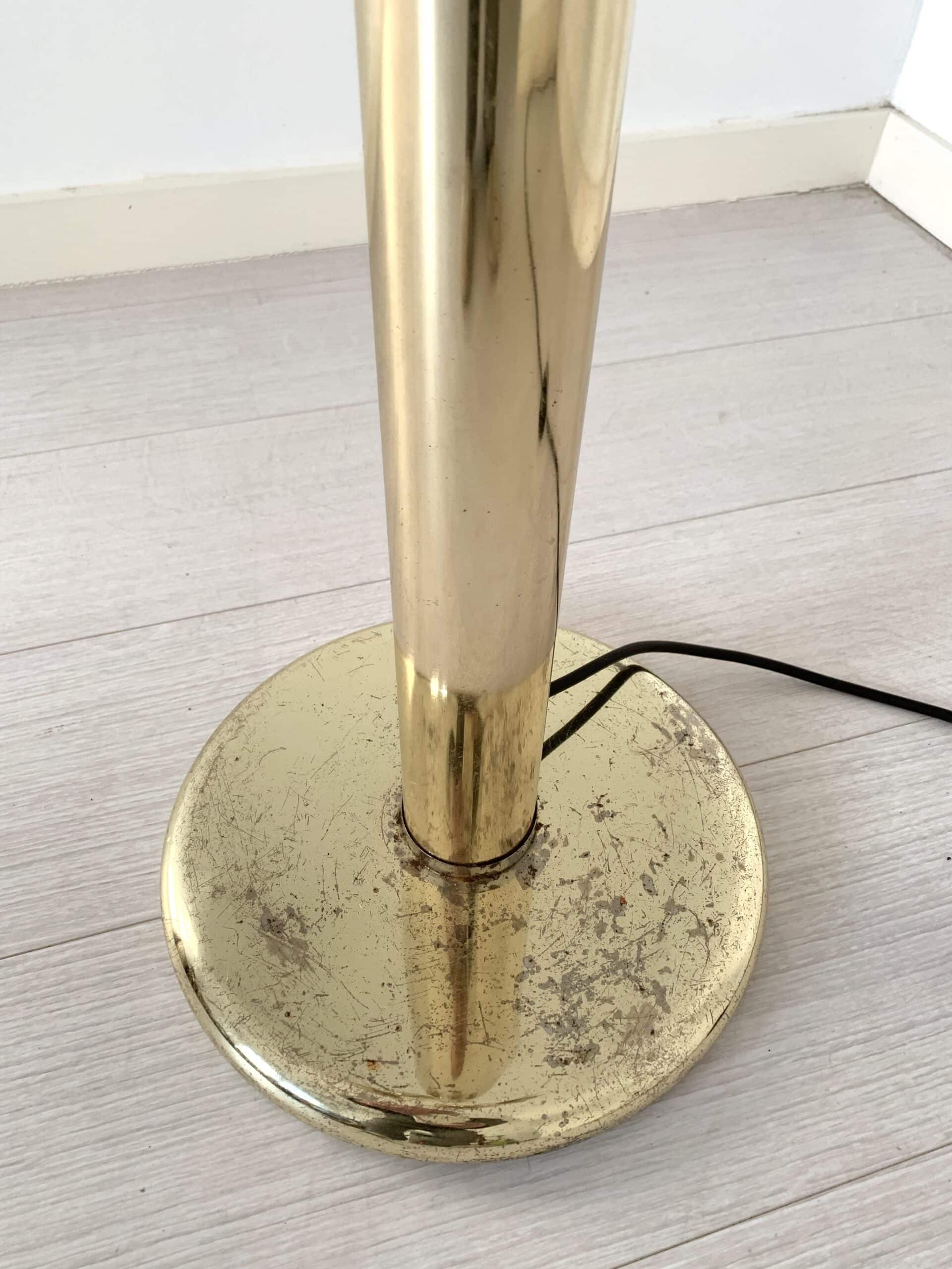 Lampadaire doré fleurs 1970 pied