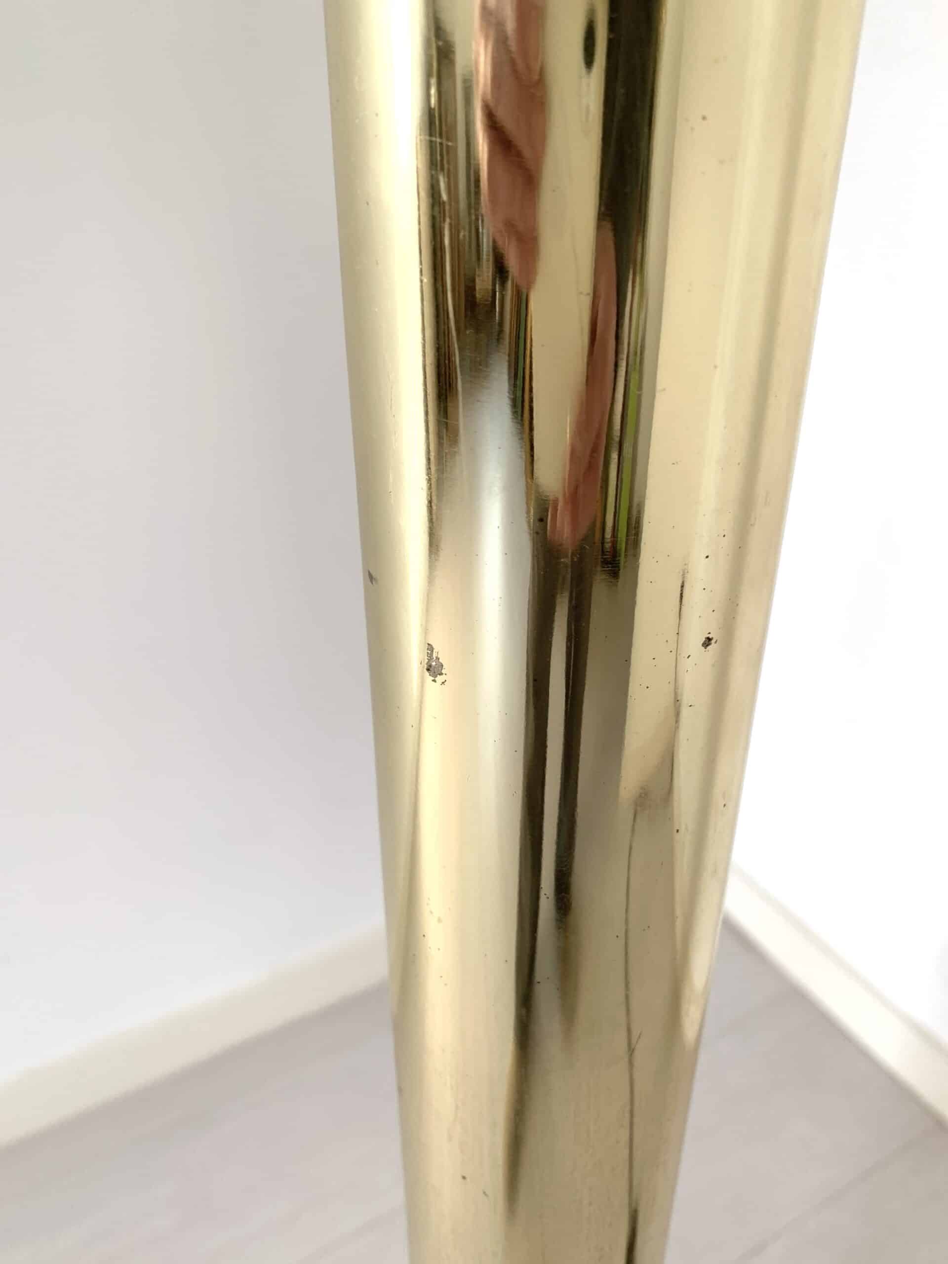 Lampadaire doré fleurs 1970 pied tube