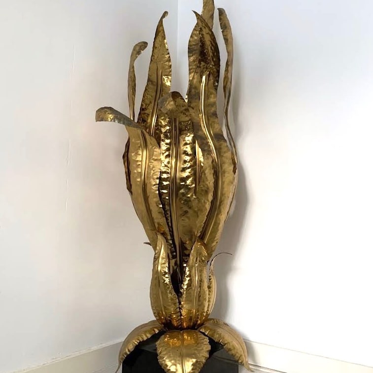 Lampe d'ambiance dorée vintage en laiton