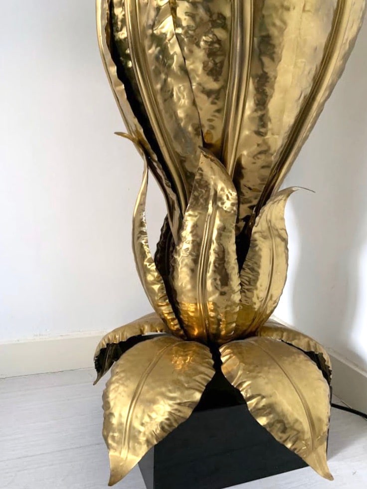 Lampe d'ambiance dorée vintage pied