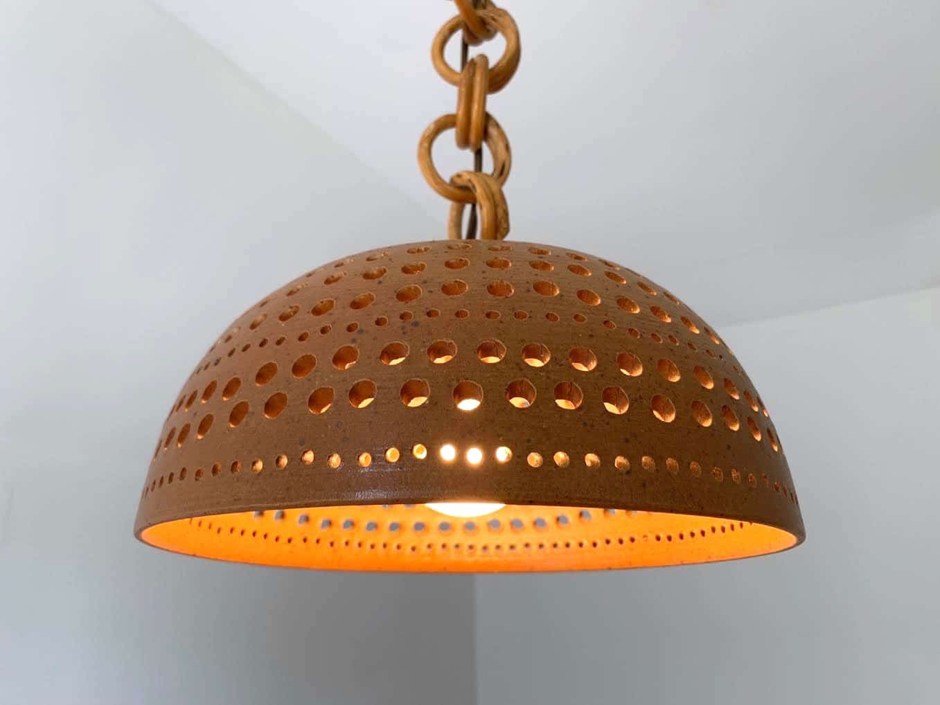 lampe vintage céramique marrin ajourée