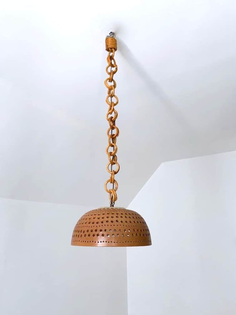 lampe vintage céramique marron de côté