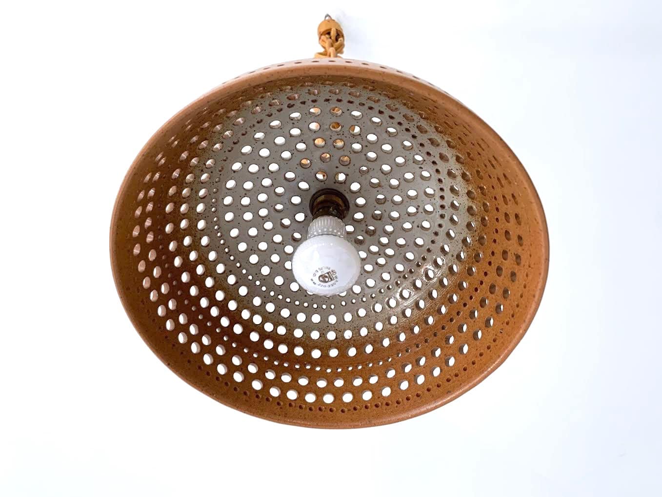 lampe vintage céramique marron dessous