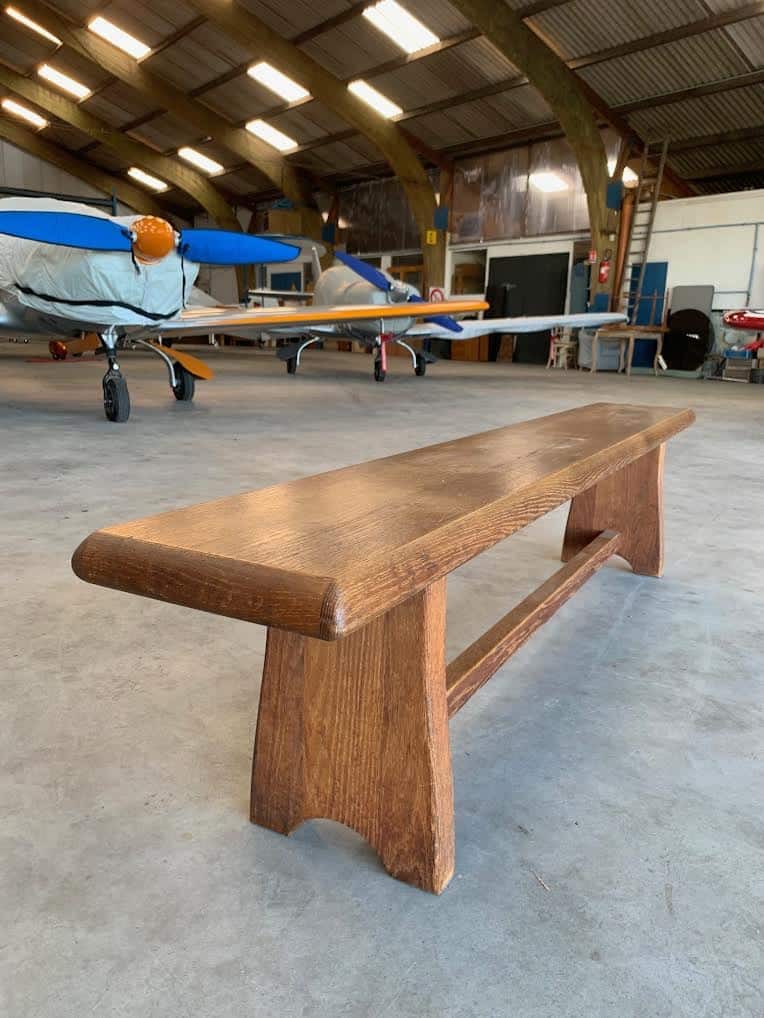 Banc campagnard en chêne de côté