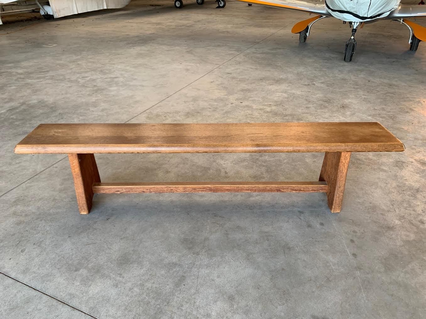 Banc campagnard en chêne de face