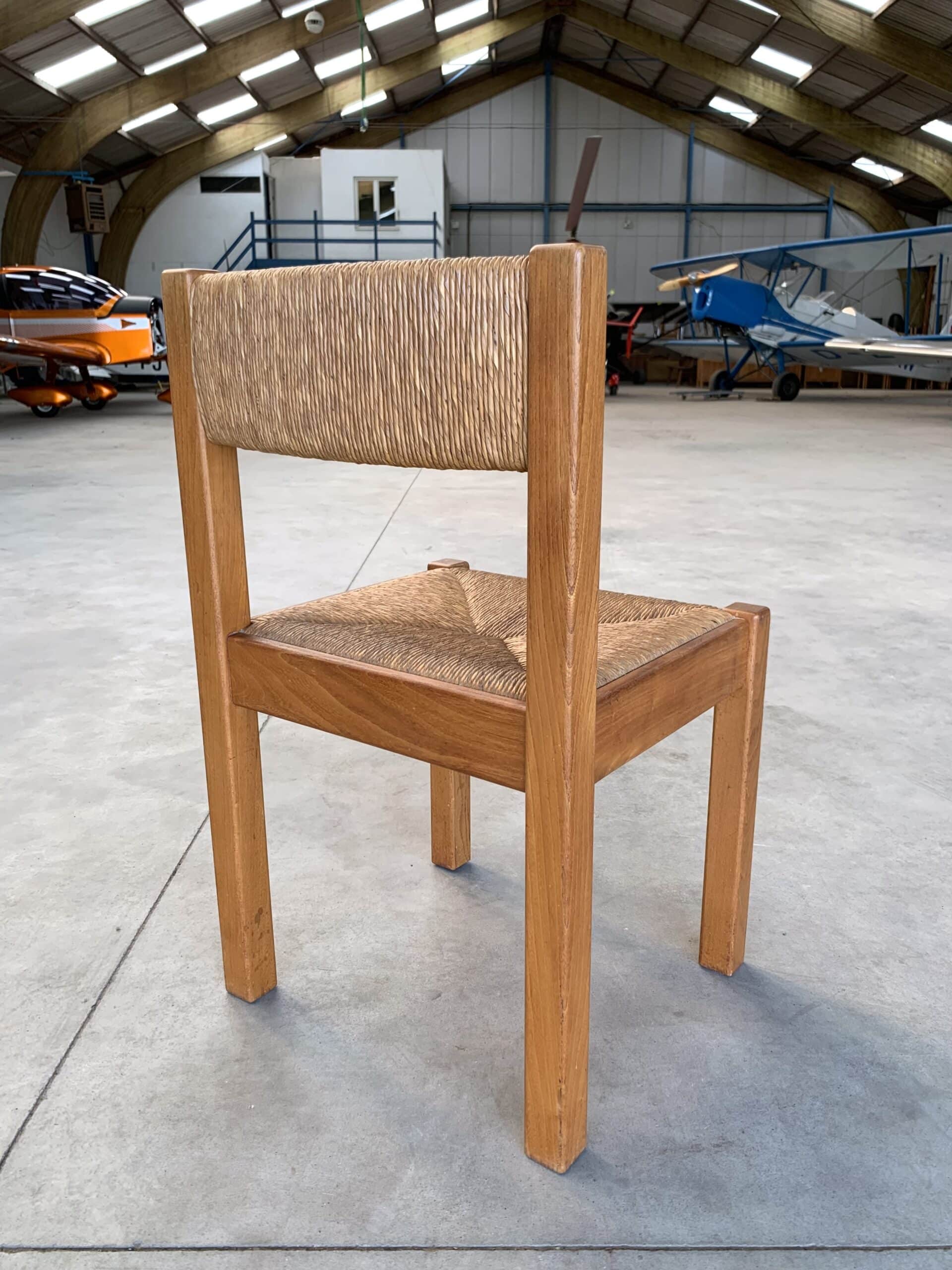 Chaise en orme et paille de dos