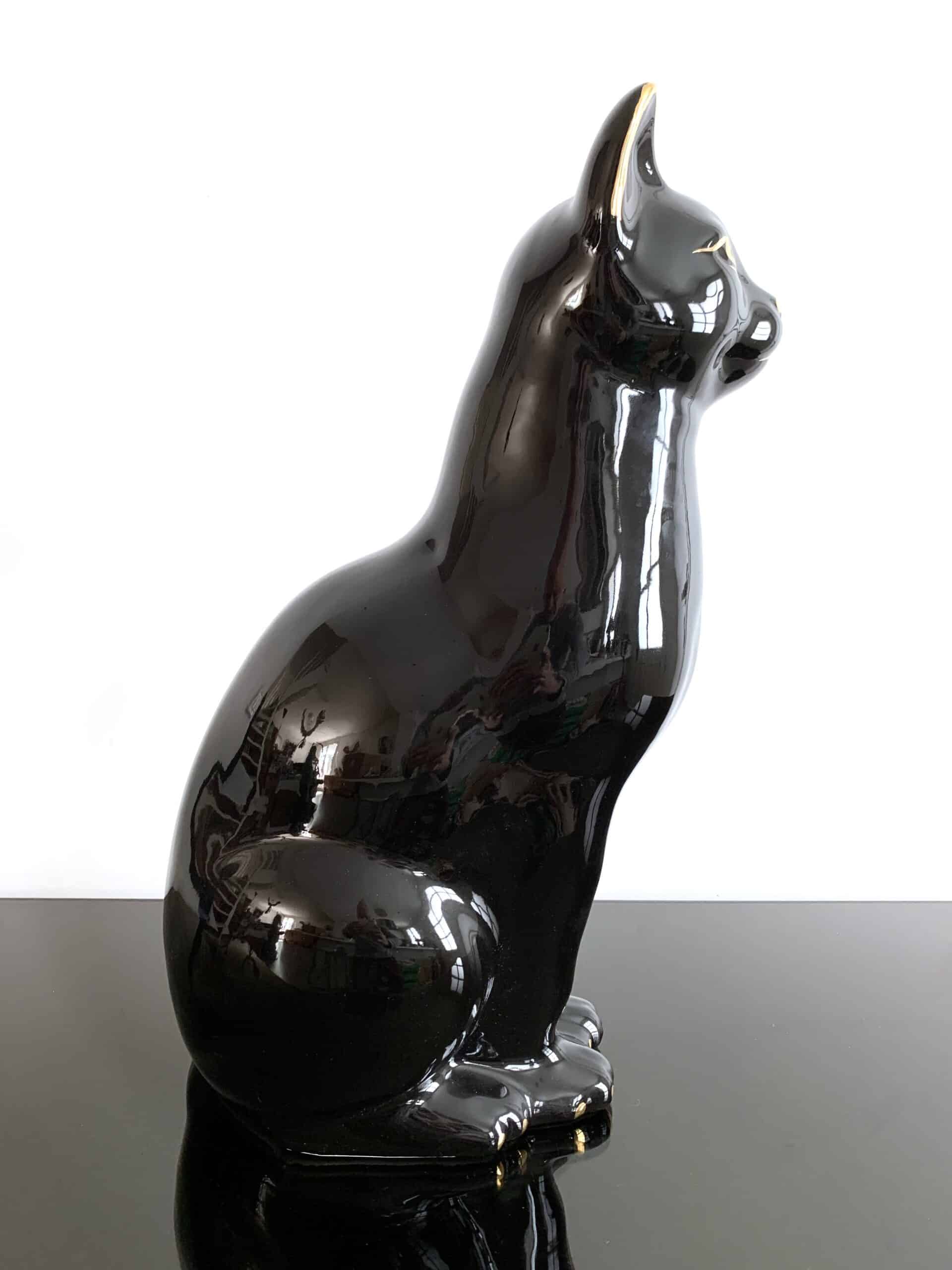Chat en céramique vintage de côté