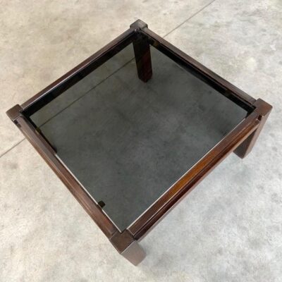 Table basse moderniste en chêne et verre vintage