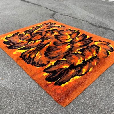 Tapis orange vintage flamme