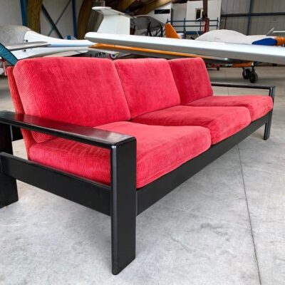 banquette 3 places vintage rouge vue large