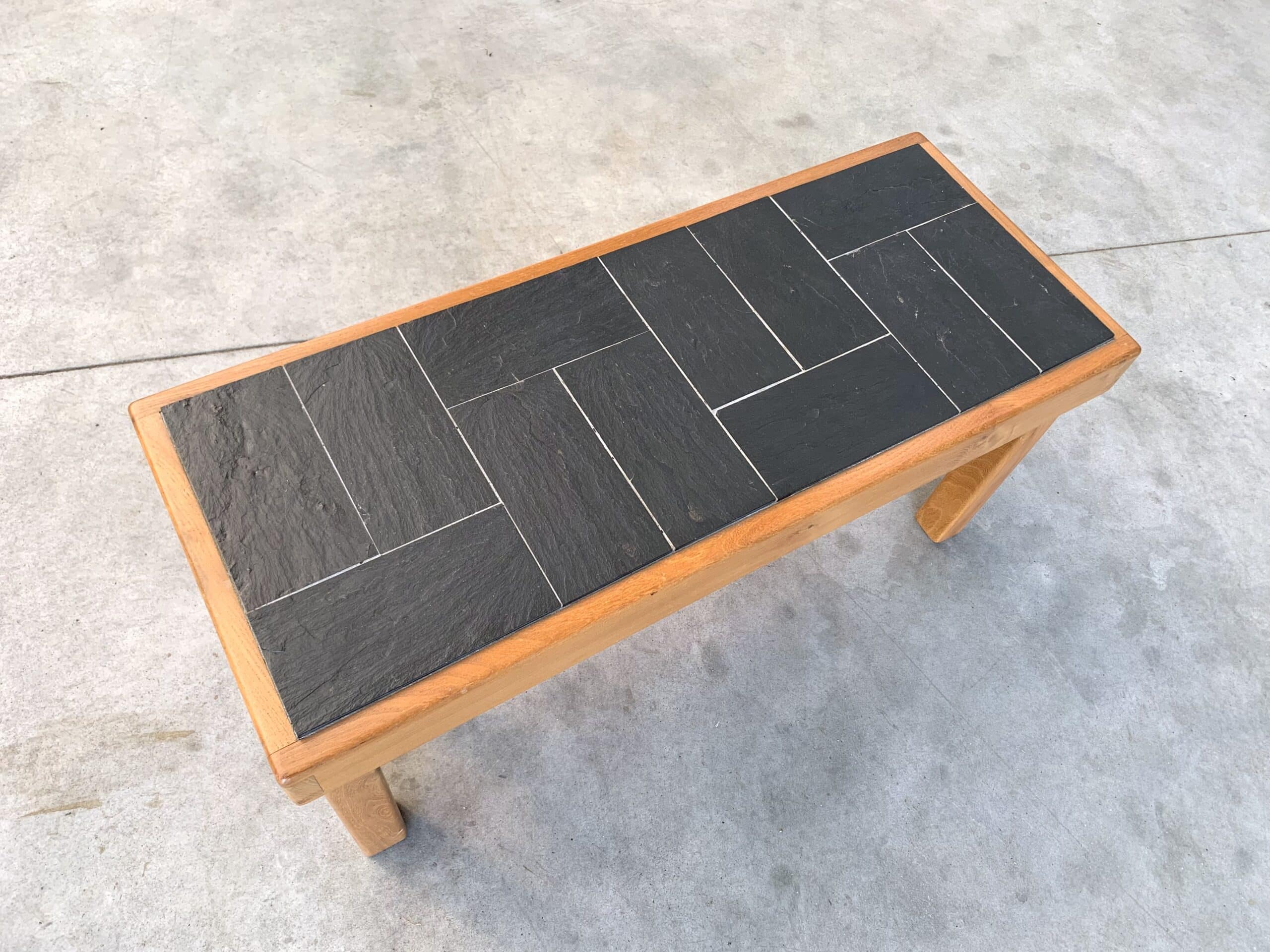 Table basse Regain orme et ardoise vue dessus