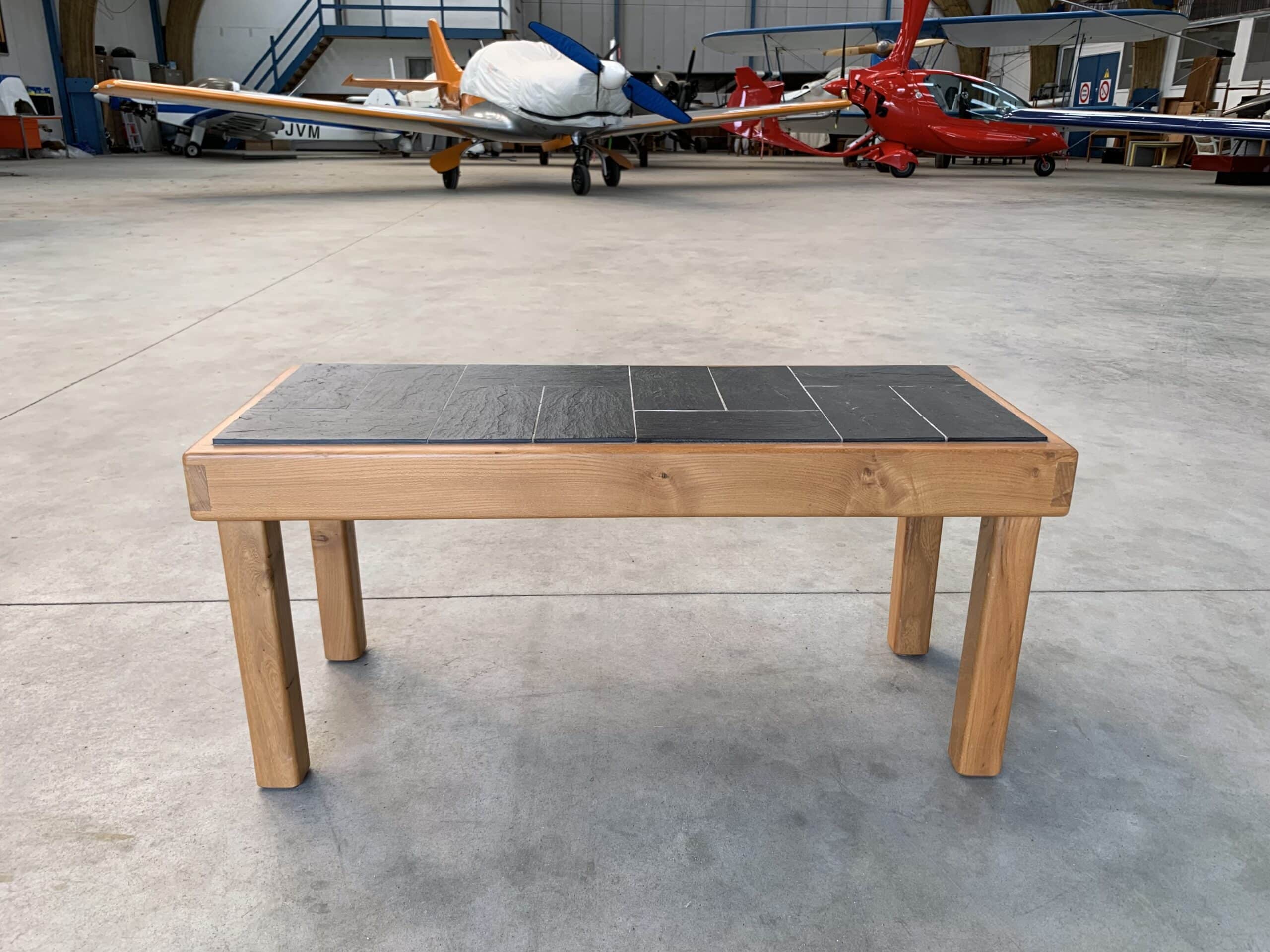 Table basse Regain orme et ardoise vue dessus