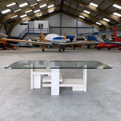 Table basse travertin cubiste vue de face