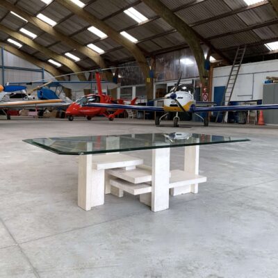 Table basse travertin cubiste vue générale